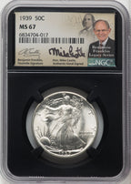 1939 50C Mike Castle Blk Core Franklin Series Walking Liberty Half Dollar NGC MS67