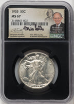 1935 50C Mike Castle Blk Core Franklin Series Walking Liberty Half Dollar NGC MS67