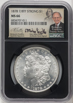 1878 7/8TF $1 STRONG Mike Castle Blk Core Franklin Series Morgan Dollar NGC MS66