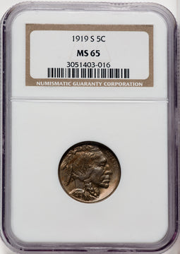 1919-S 5C Buffalo Nickel NGC MS65