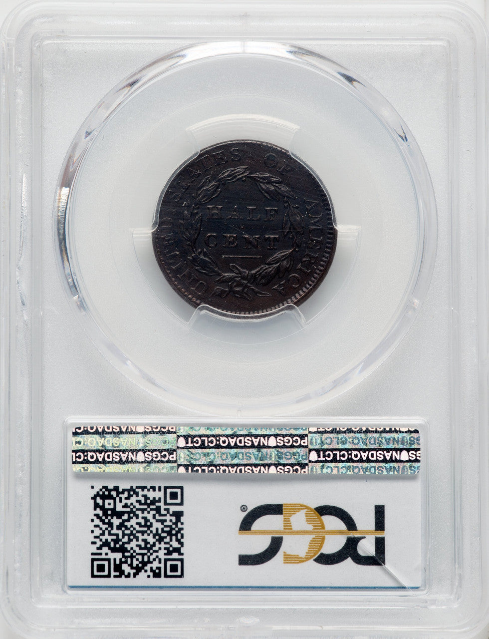 1811 1/2 C BN CAC Half Cent PCGS AU55
