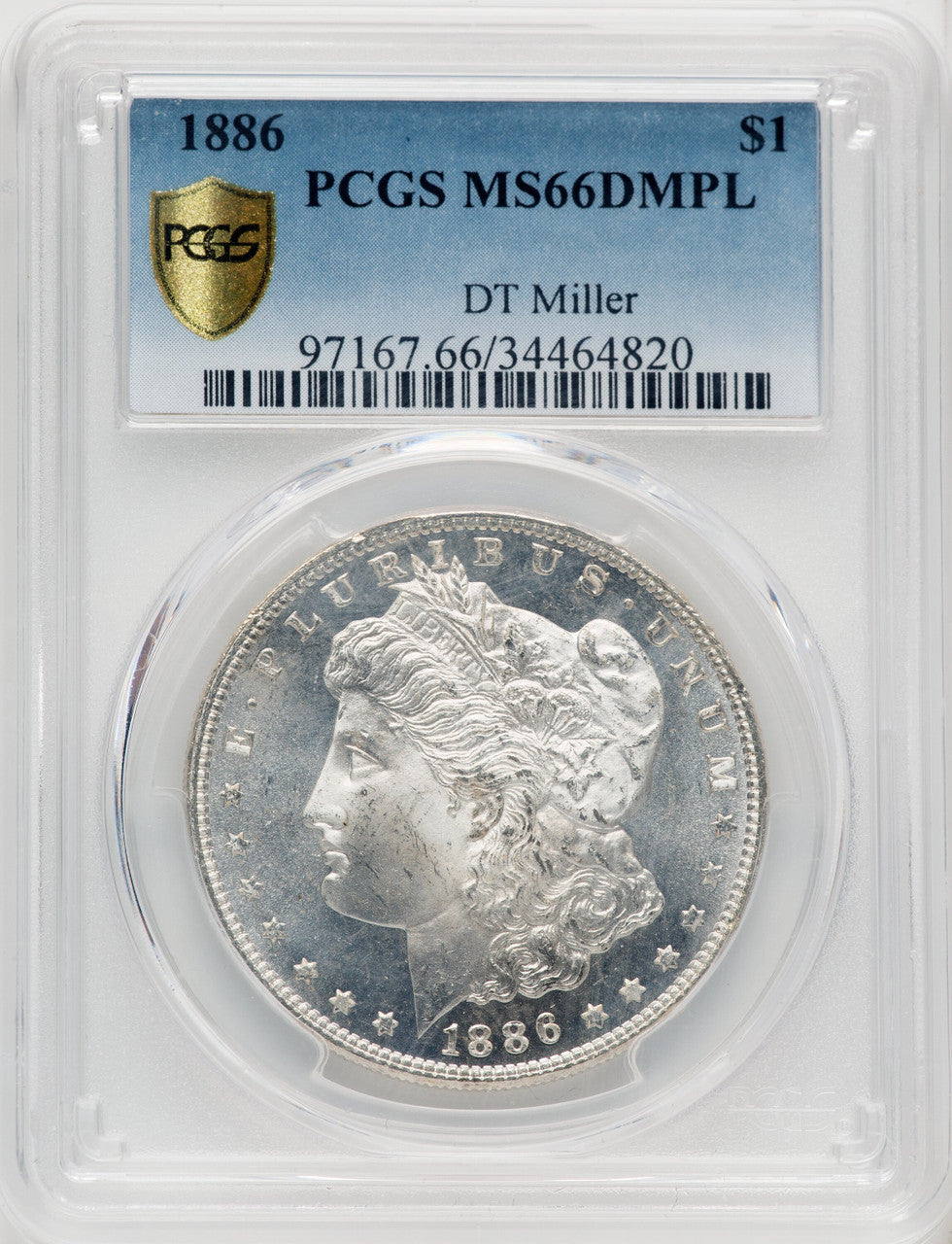 1886 $1 DM Morgan Dollar PCGS MS66