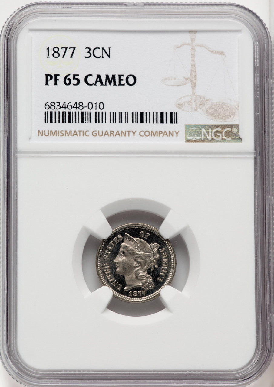 1877 3CN CA Proof Three Cent Nickel NGC PR65
