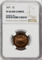 1871 2C CA Proof Two Cent Pieces NGC PR66