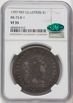 1797 $1 B-1 BB-73 CAC Early Dollar NGC VF35