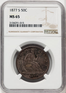 1877-S 50C Seated Half Dollar NGC MS65