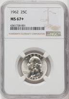 1962 25C Washington Quarter NGC MS67+