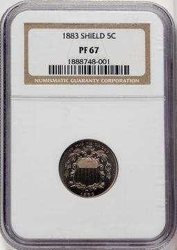1883 5C SHIELD Proof Shield Nickel NGC PR67