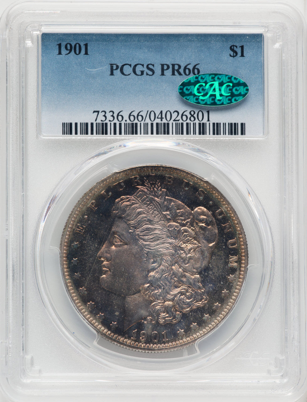 1901 $1 CAC Proof Morgan Dollar PCGS PR66