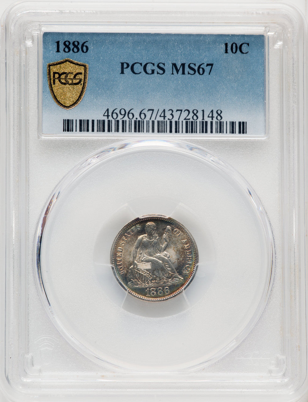 1886 10C Seated Dime PCGS MS67