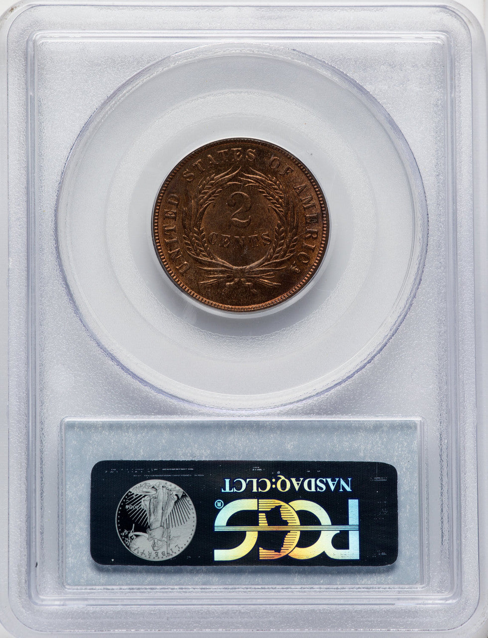 1870 2C RB CAC Two Cent Pieces PCGS MS65