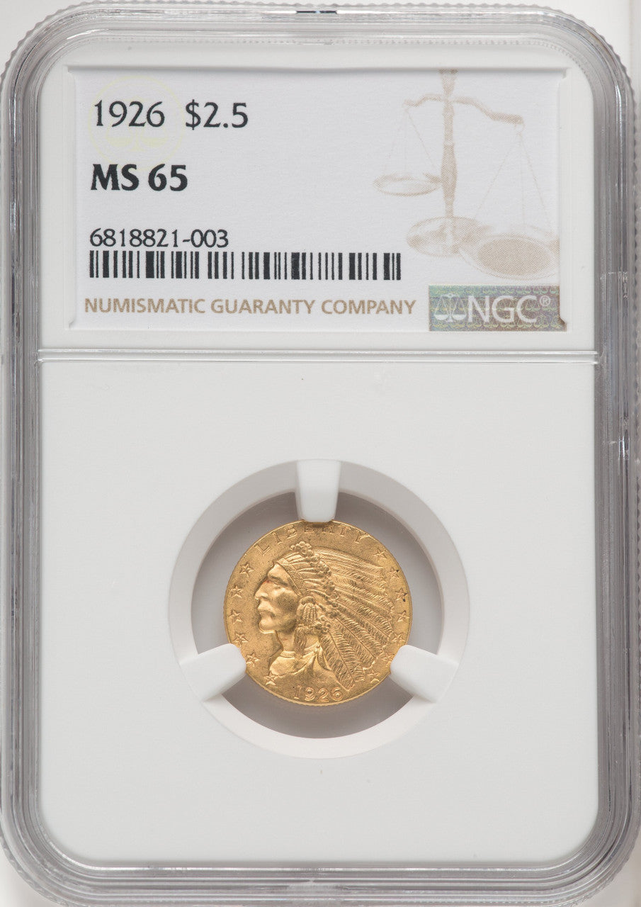 1926 $2.50 Indian Quarter Eagle NGC MS65 (766948017)