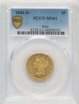 1846-D $5 Liberty Half Eagle PCGS MS61