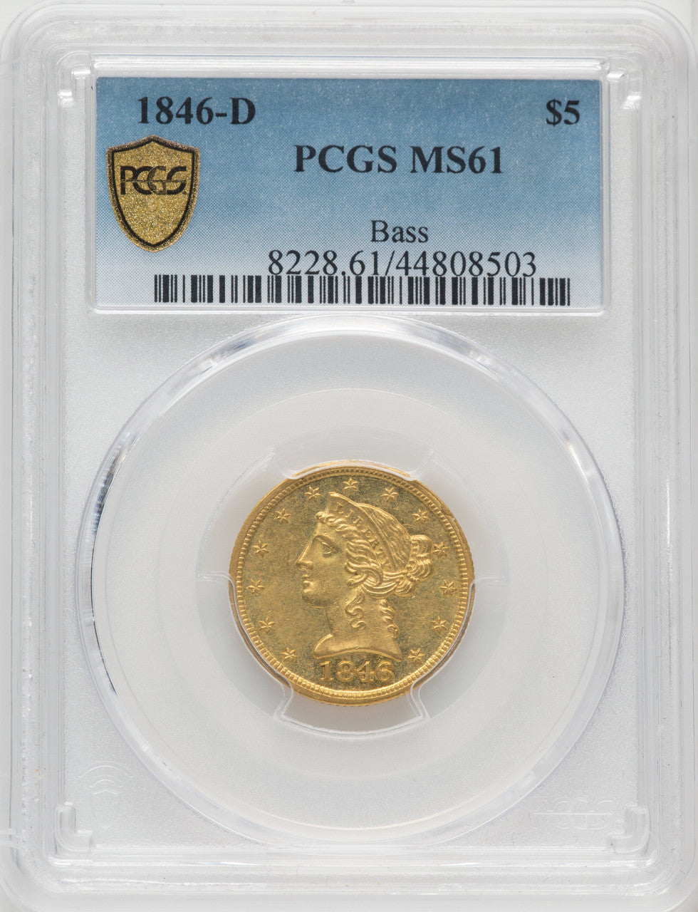 1846-D $5 Liberty Half Eagle PCGS MS61