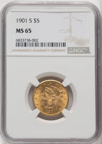 1901-S $5 Liberty Half Eagle NGC MS65 (766853011)