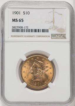 1901 $10 Brown Label Liberty Eagle NGC MS65