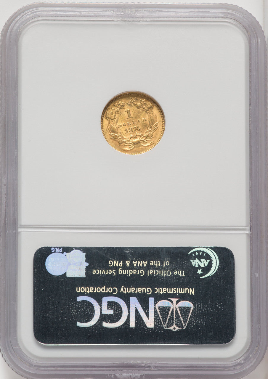 1874 G$1 Gold Dollar NGC MS63 (765562004)