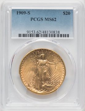 1909-S $20 Saint-Gaudens Double Eagle PCGS MS62 (767369021)