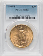 1909-S $20 Saint-Gaudens Double Eagle PCGS MS62 (767369021)