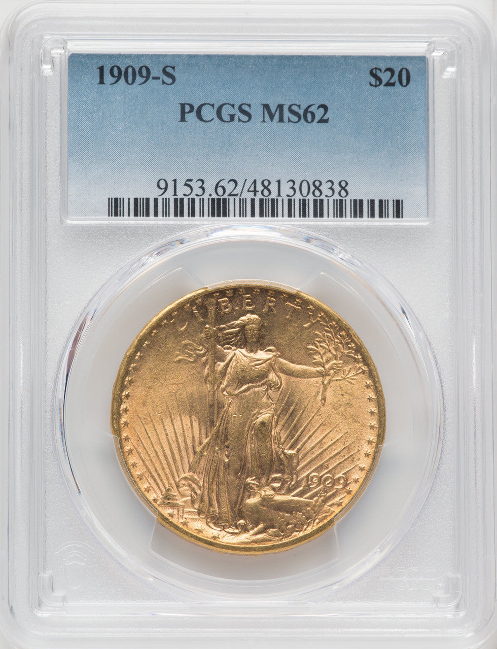 1909-S $20 Saint-Gaudens Double Eagle PCGS MS62 (767369021)