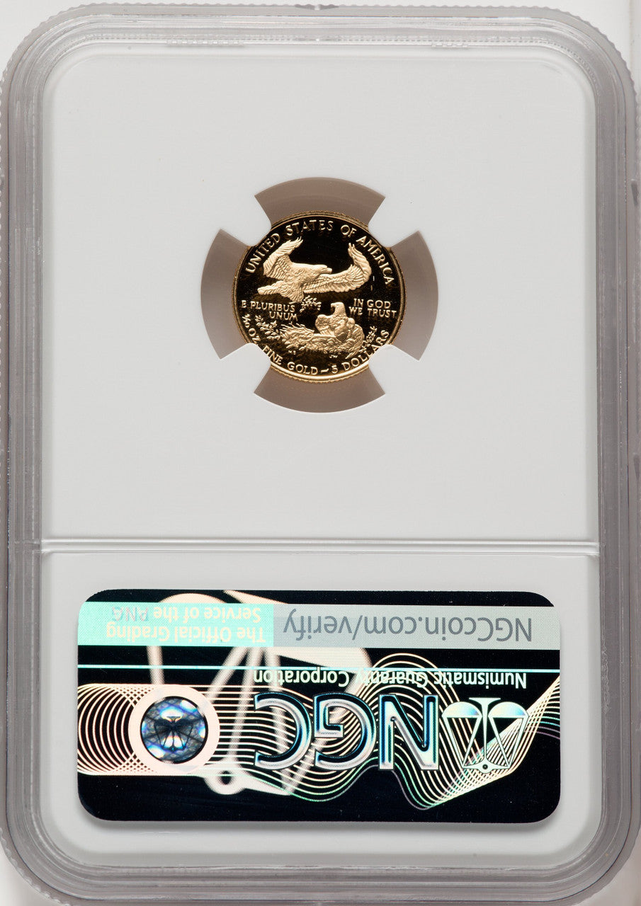 1990-P $5 Tenth-Ounce Gold Eagle Brown Label NGC PF70