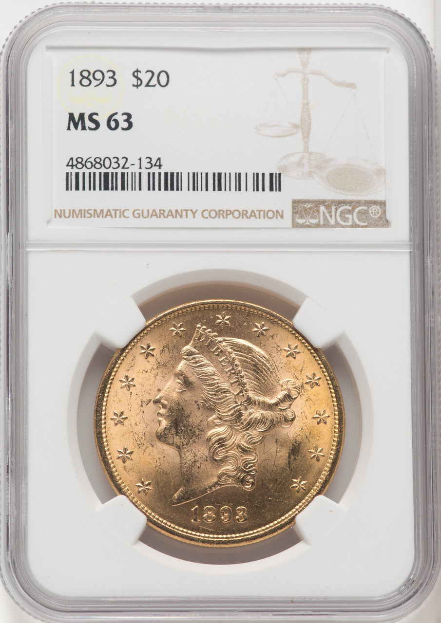 1893 $20 Liberty Double Eagle NGC MS63 (765830022)