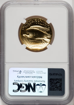 2009 $20 One-Ounce Gold Ultra High Relief Twenty Dollar Deep Mirror Prooflike Brown Label NGC MS70