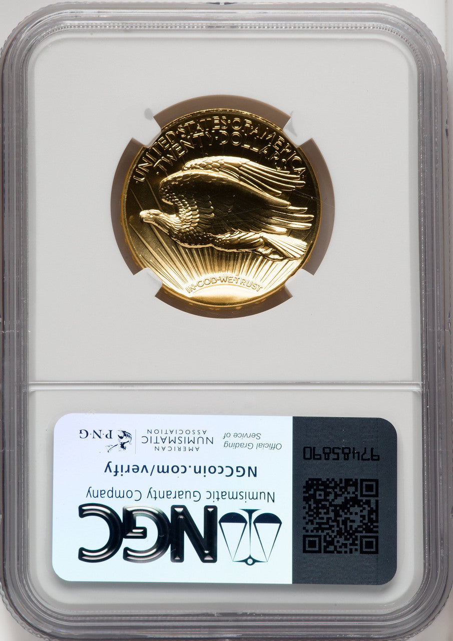 2009 $20 One-Ounce Gold Ultra High Relief Twenty Dollar Deep Mirror Prooflike Brown Label NGC MS70