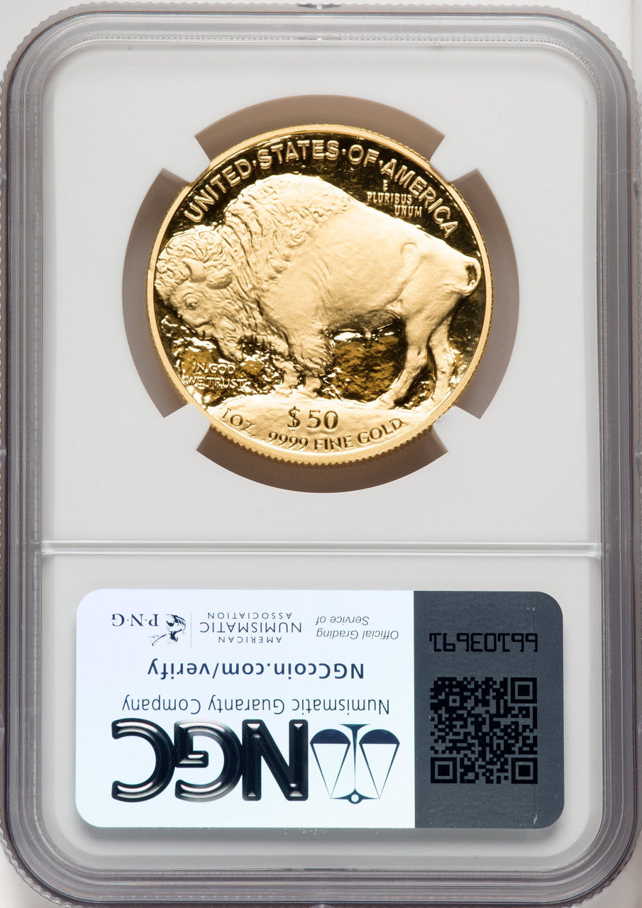 2007-W G$50 One-Ounce Gold Buffalo .9999 Fine Gold Mike Castle NGC PF70