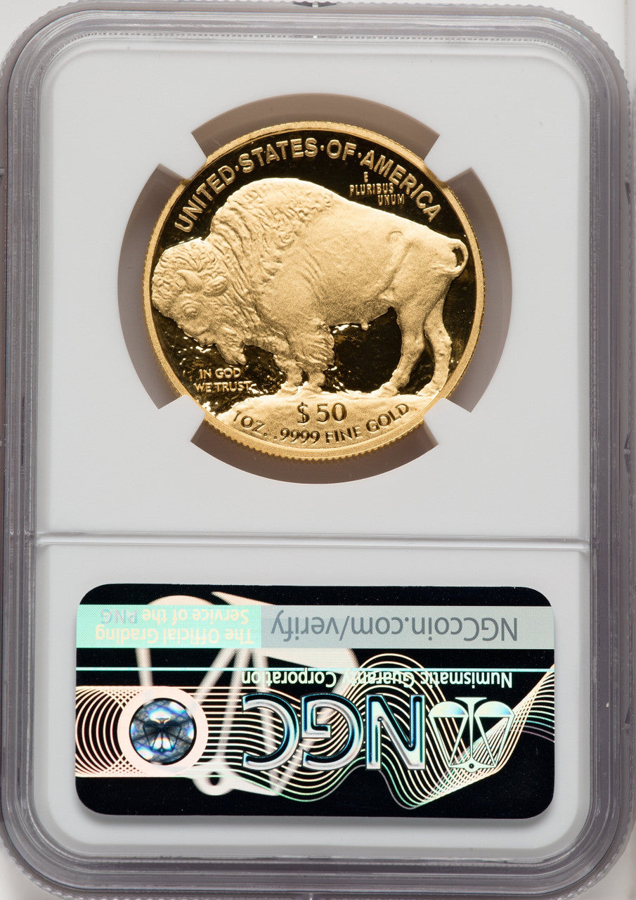 2008-W $50 One-Ounce Gold Buffalo .9999 Fine Gold Mike Castle NGC PF70