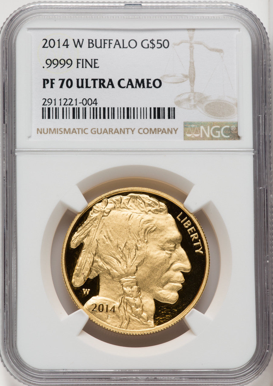 2014-W $50 One-Ounce Gold Buffalo Brown Label NGC PF70
