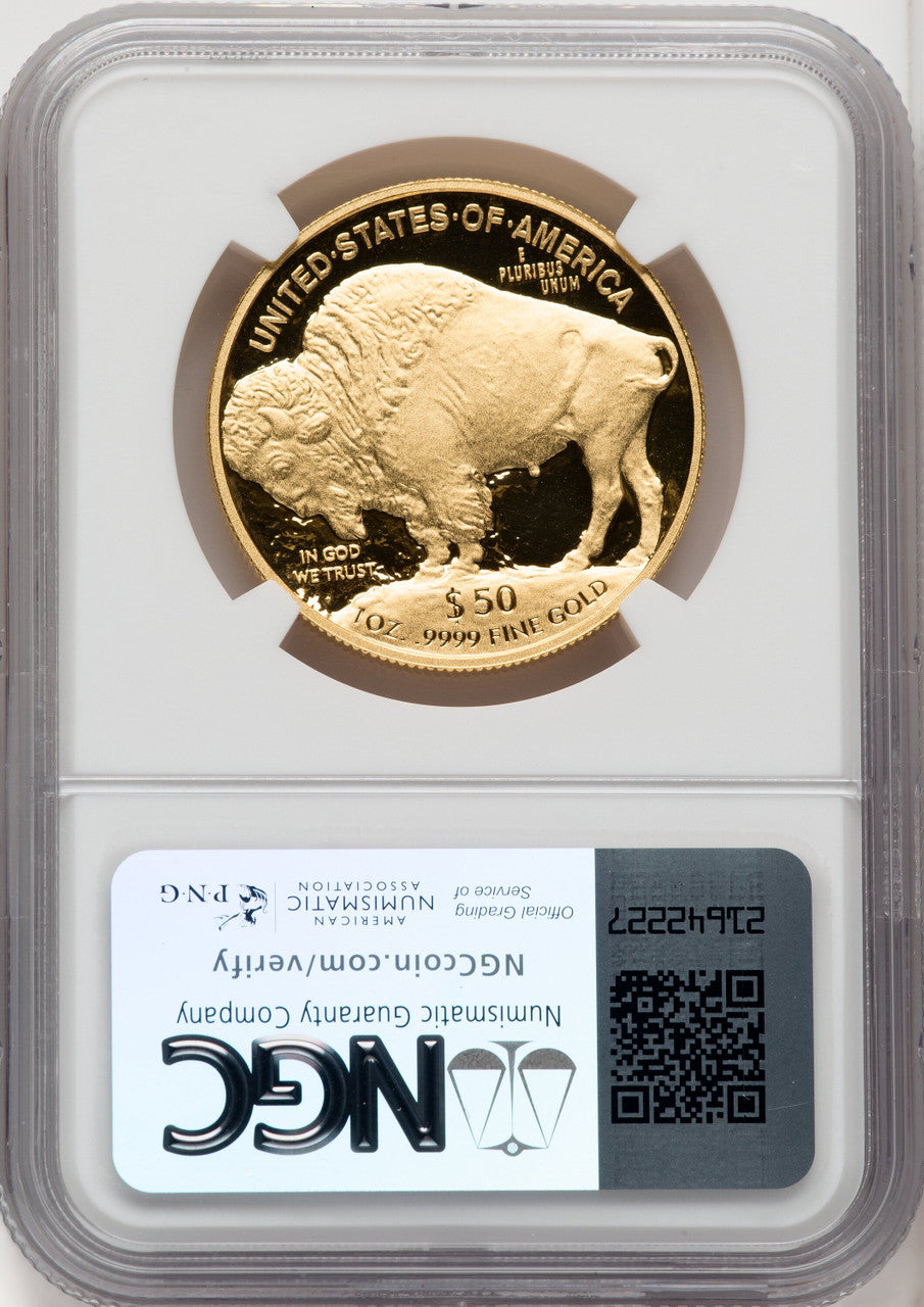 2014-W $50 One-Ounce Gold Buffalo Brown Label NGC PF70