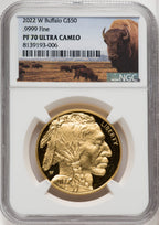 2022-W G$50 Gold Buffalo DCAM Bison Label NGC PF70