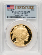 2018-W $50 One-Ounce Gold Buffalo First Strike FS Flag PCGS PR70