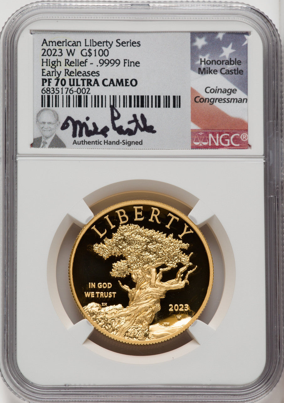 2023-W G$100 American Liberty High Relief ER Mike Castle NGC PF70