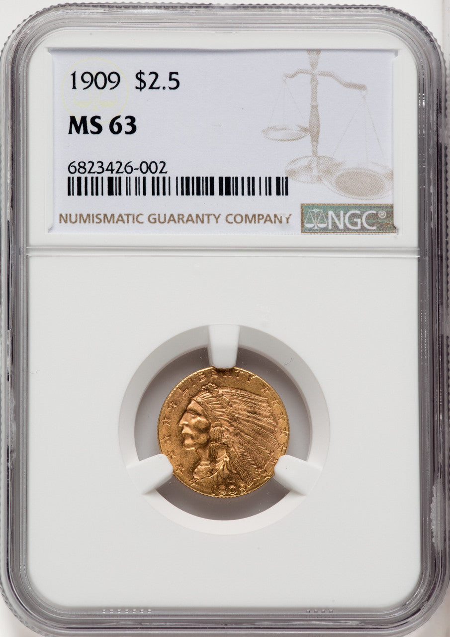 1909 $2.50 Indian Quarter Eagle NGC MS63