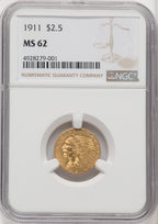 1911 $2.50 Indian Quarter Eagle NGC MS62 (506055003)