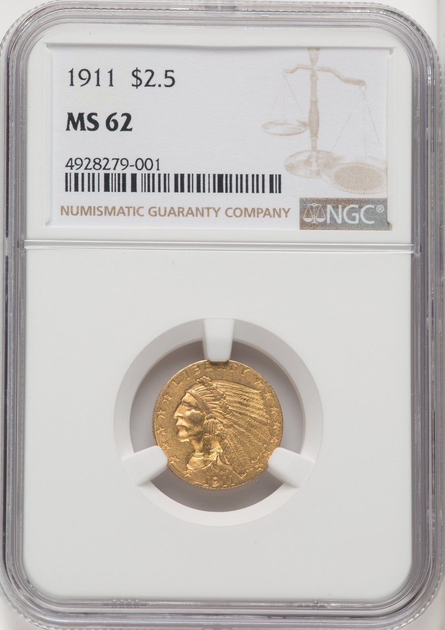 1911 $2.50 Indian Quarter Eagle NGC MS62 (506055003)