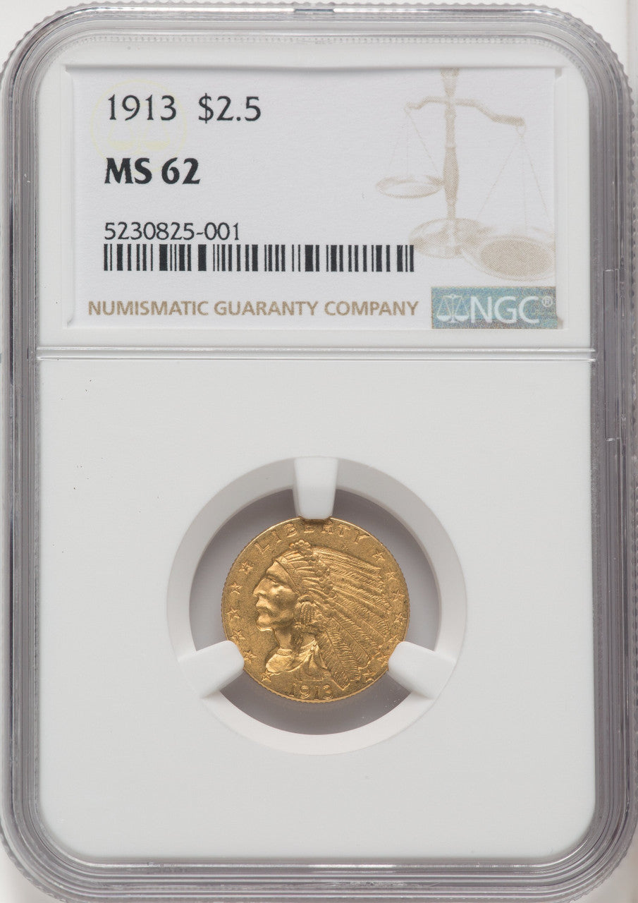 1913 $2.50 Indian Quarter Eagle NGC MS62 (766680051)