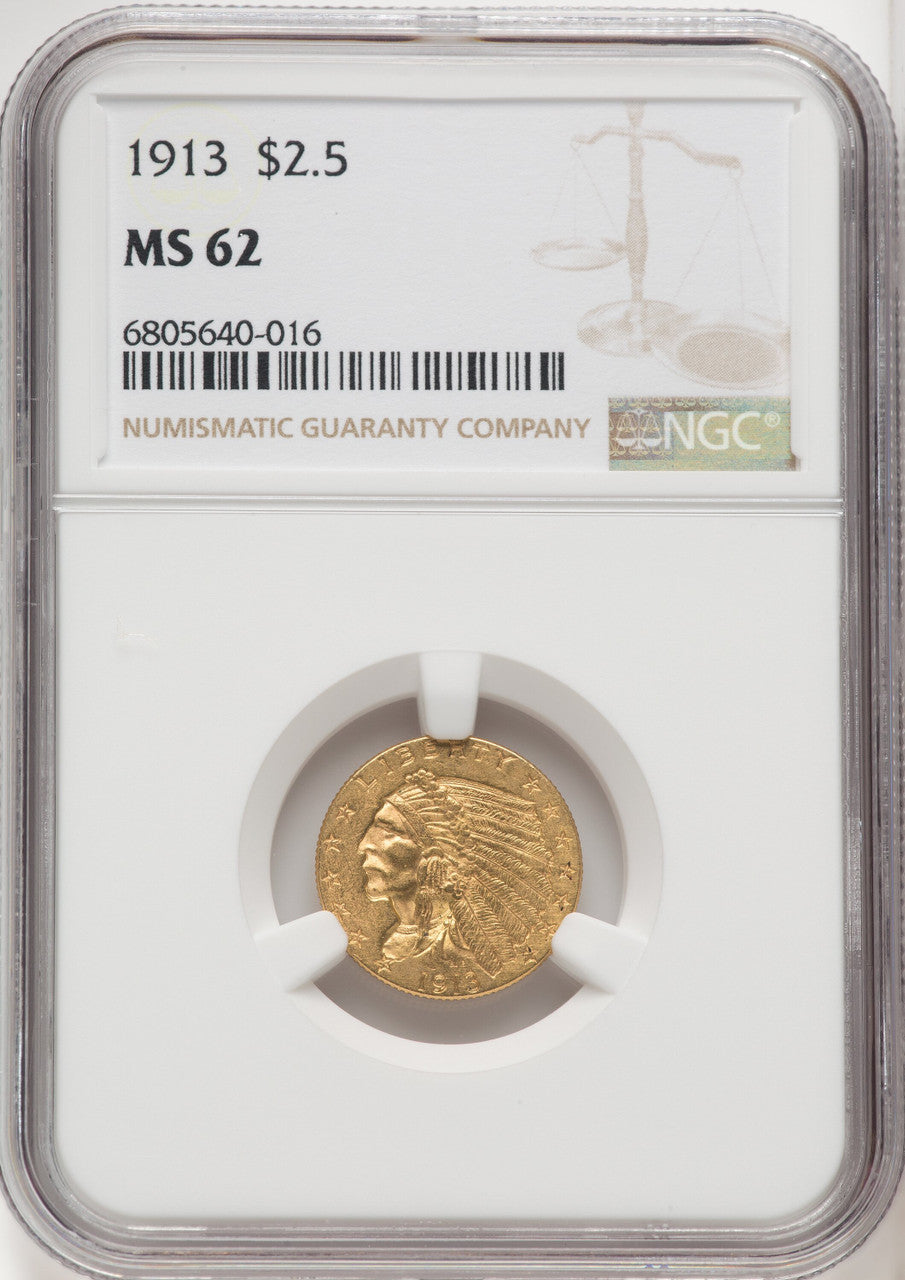 1913 $2.50 Indian Quarter Eagle NGC MS62 (766858052)