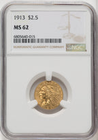 1913 $2.50 Indian Quarter Eagle NGC MS62 (766858051)