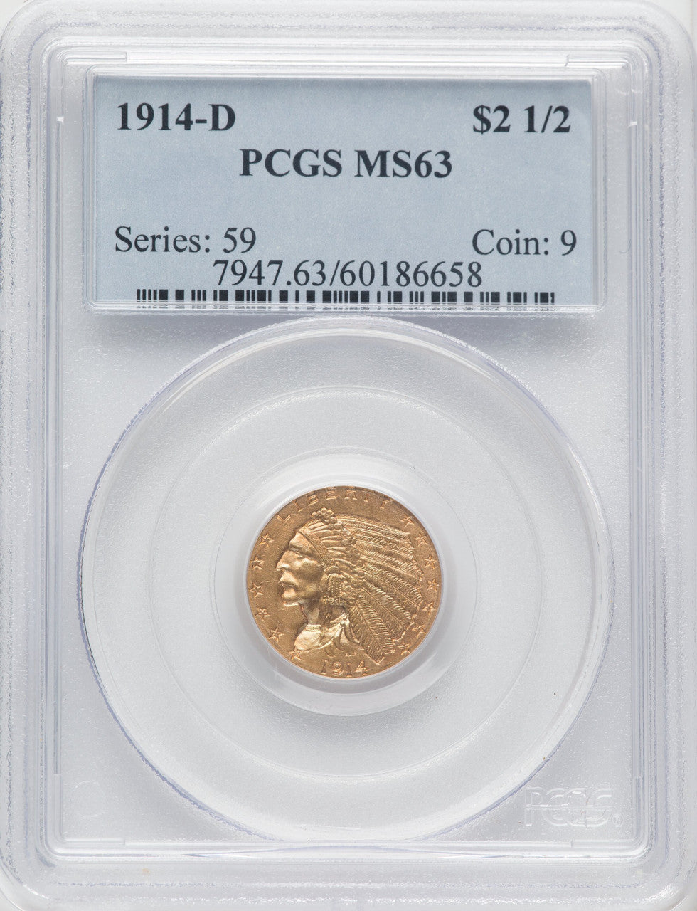 1914-D $2.50 Indian Quarter Eagle PCGS MS63