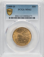 1909-D $10 Indian Eagle PCGS MS62