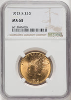 1912-S $10 Indian Eagle NGC MS63 (519053001)