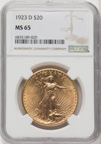 1923-D $20 Saint-Gaudens Double Eagle NGC MS65