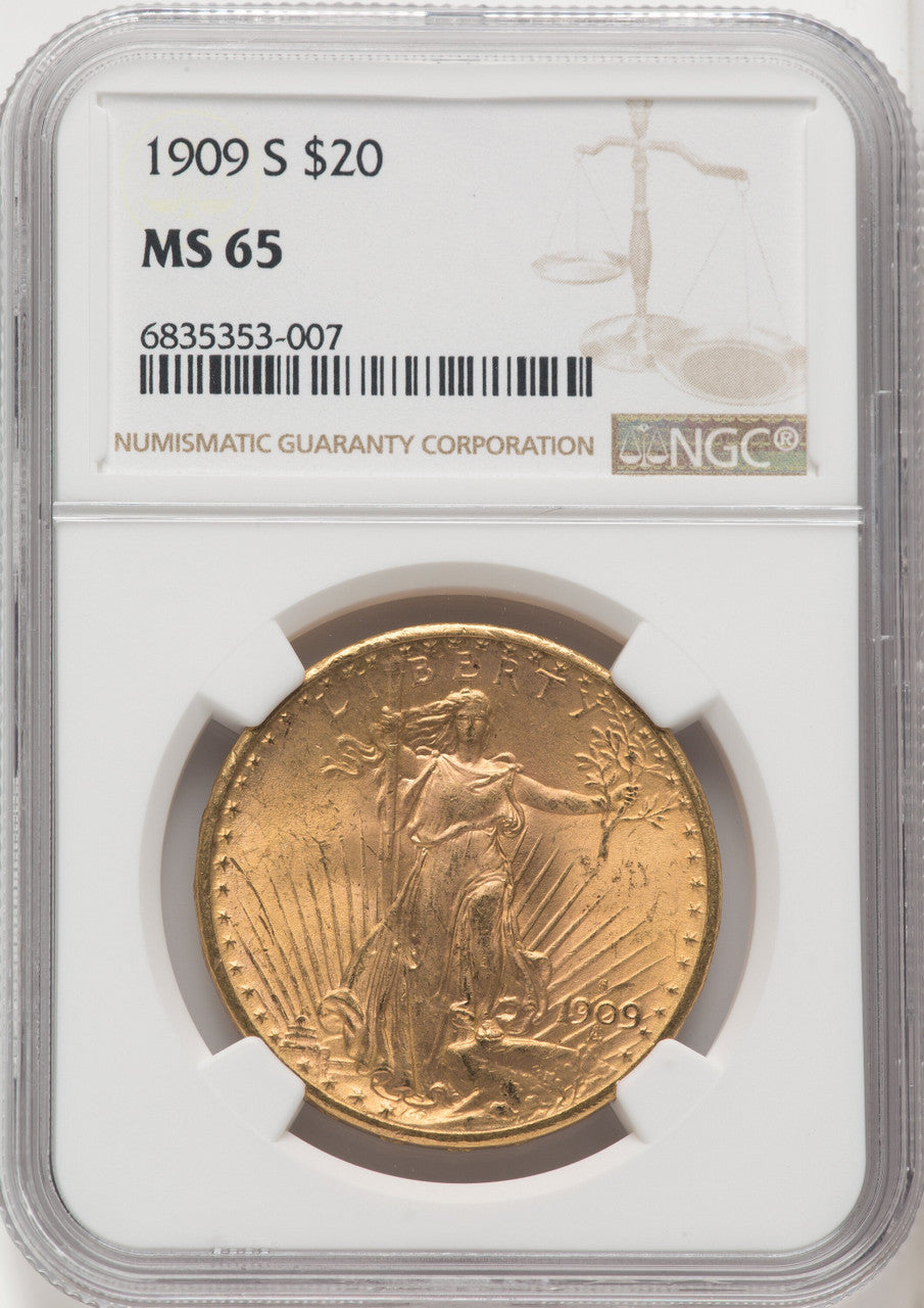 1909-S $20 Saint-Gaudens Double Eagle NGC MS65 (766917002)