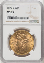 1877-S $20 Liberty Double Eagle NGC MS63