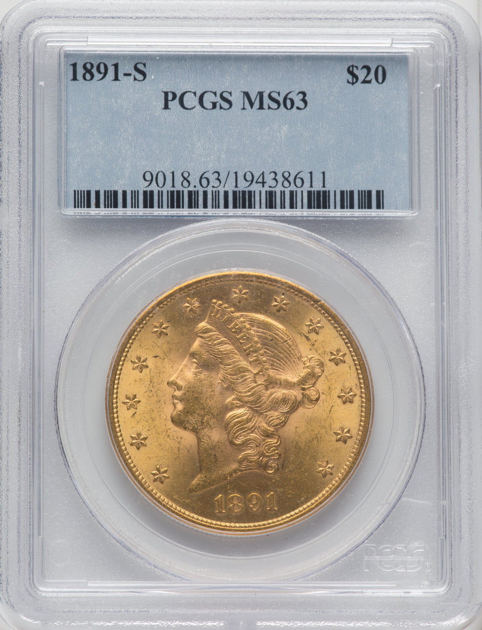 1891-S $20 Liberty Double Eagle PCGS MS63 (767505004)