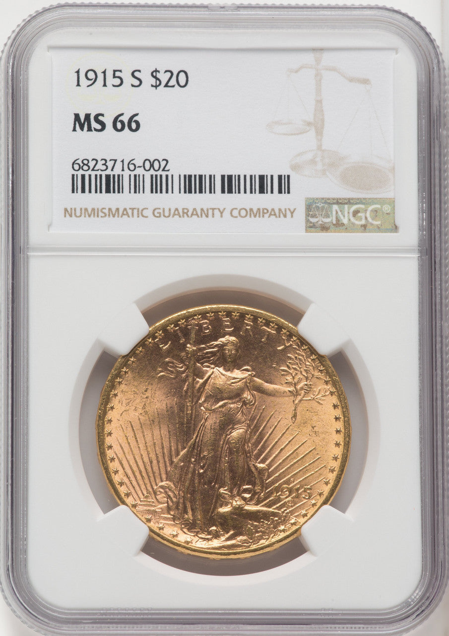1915-S $20 Saint-Gaudens Double Eagle NGC MS66