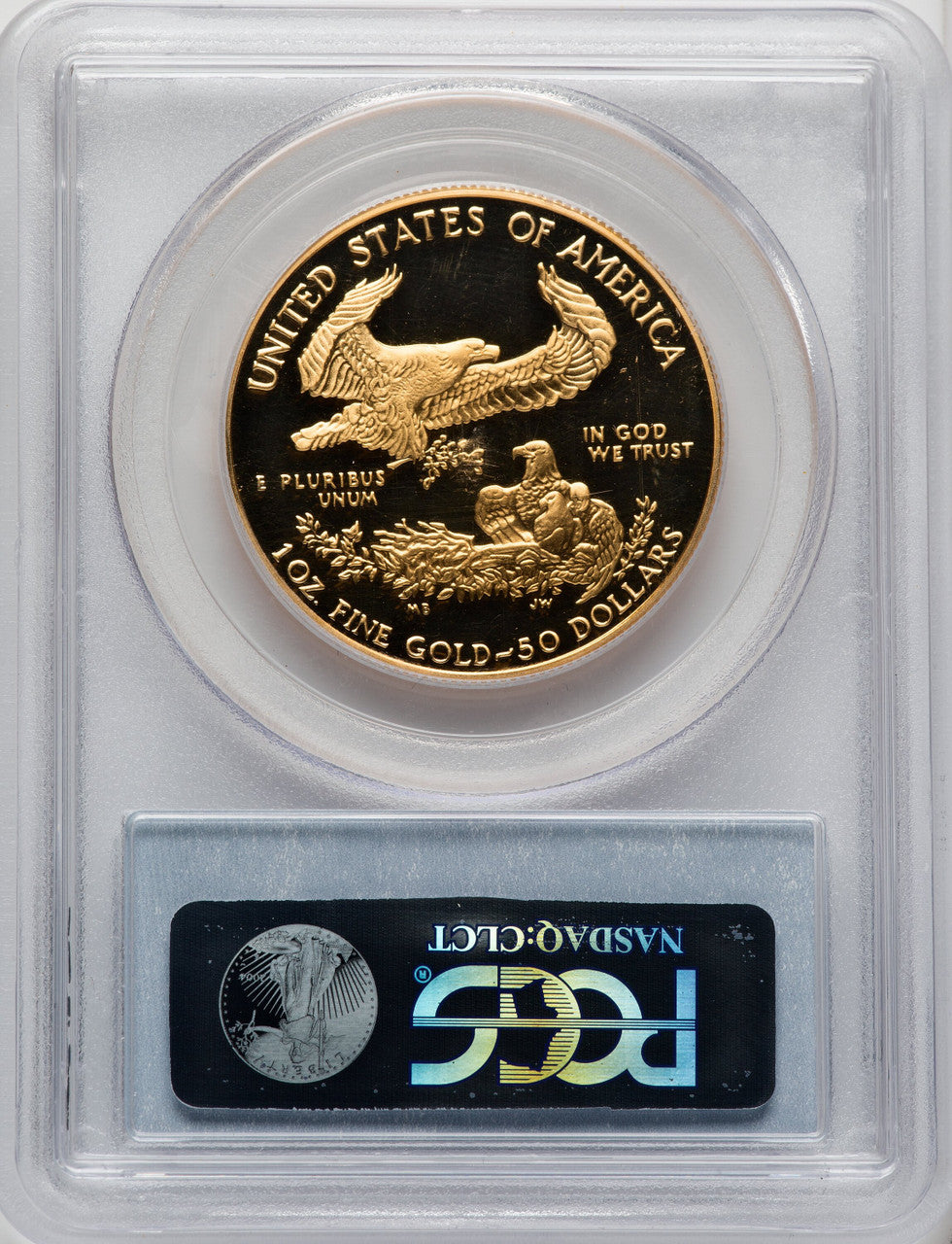 1988-W $50 One-Ounce Gold Eagle Blue Gradient PCGS PR70